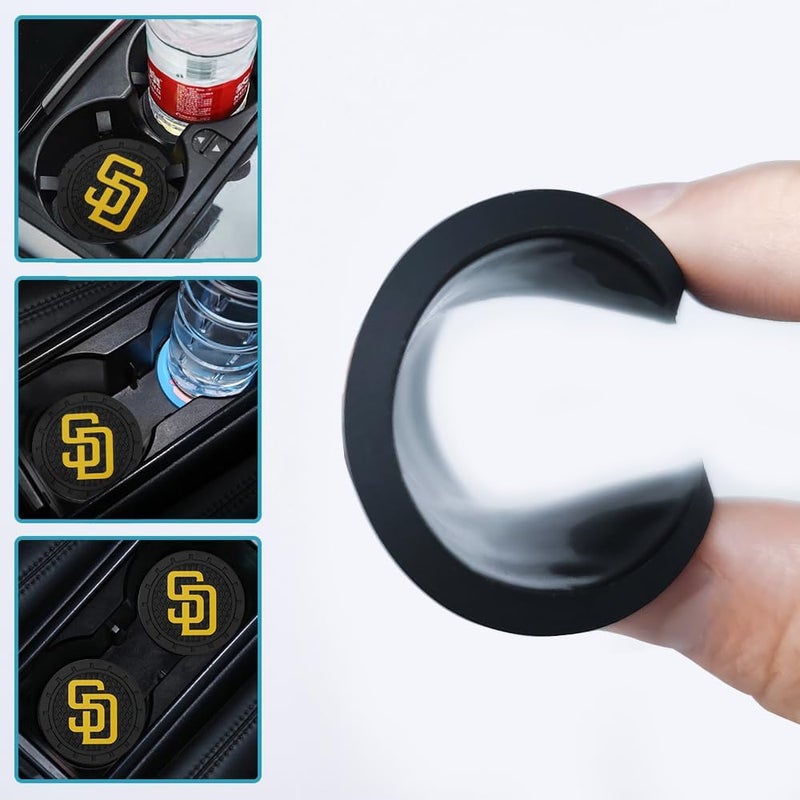 WiiFiive Car Cup Holder Coasters for San Diego Padres Baseball Fans, Padres Car Coasters for Cup Holder Insert Silicone Non-Slip - Image 3